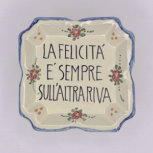 Vintage Castelli Italy 🏞️ Italian Proverb Ceramic Trinket Dish Wall Hanging Art